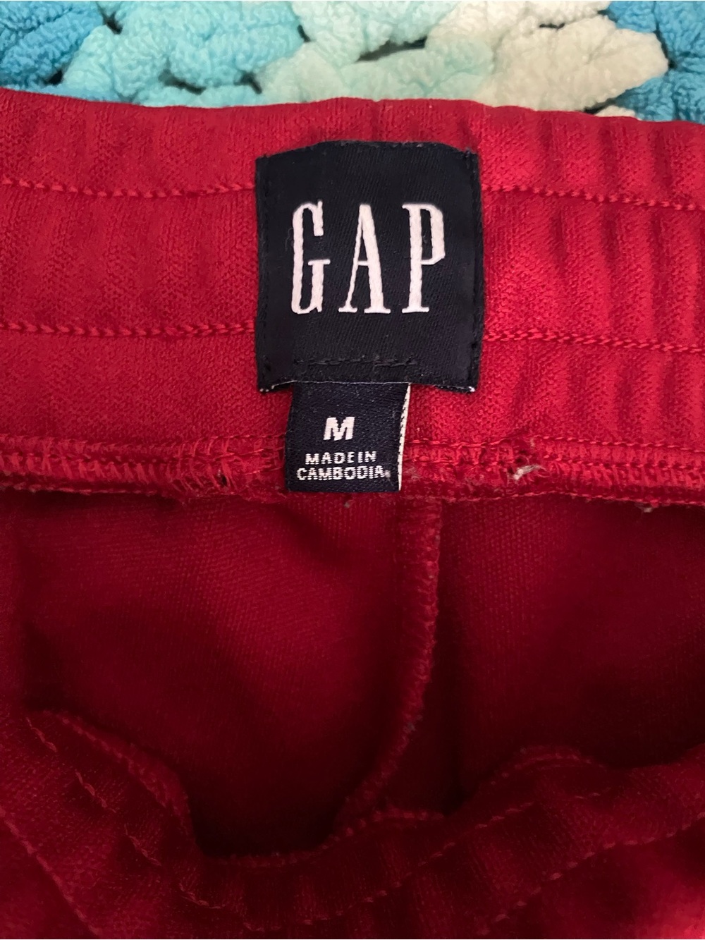 GAP Red Wide Leg Track Pants Cream Side Stripe Size M Sporty Retro - Picture 3 of 8